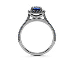 Midnight Blue Tanzanite Cushion Cut Engagement Ring