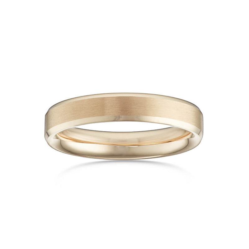 Classic Bevelled Solid Gold Men's Wedding Ring